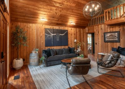 renovated cabin retreat in Milton GA living room redecorating