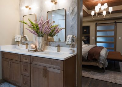 master bath vanity remodel mid-century modern interior design sandy springs by Century Park Interiors